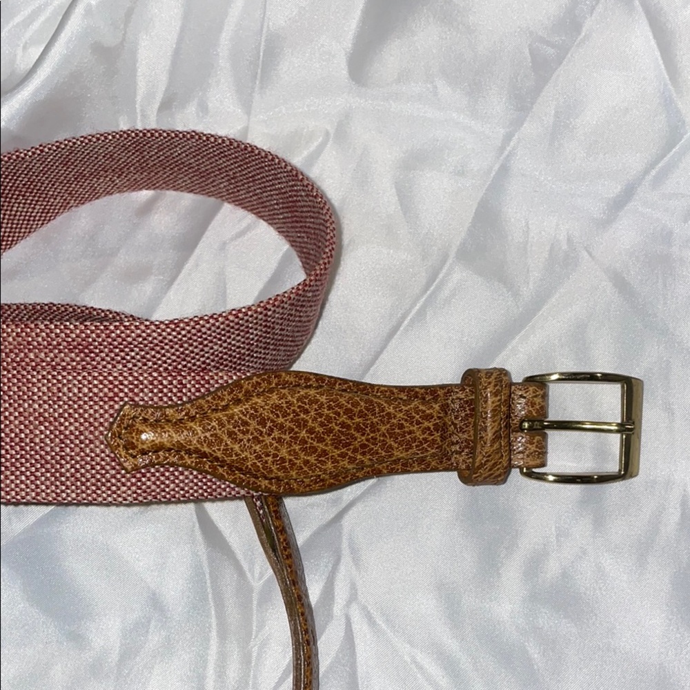 Cole Haan 36/L Stylish Brown and Tan men or Women's Belt solid brass vintage